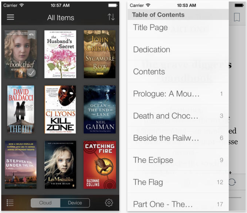 老 Kindle App 将所有功能放在 Hamburger Menu