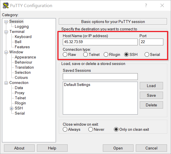Putty - Session